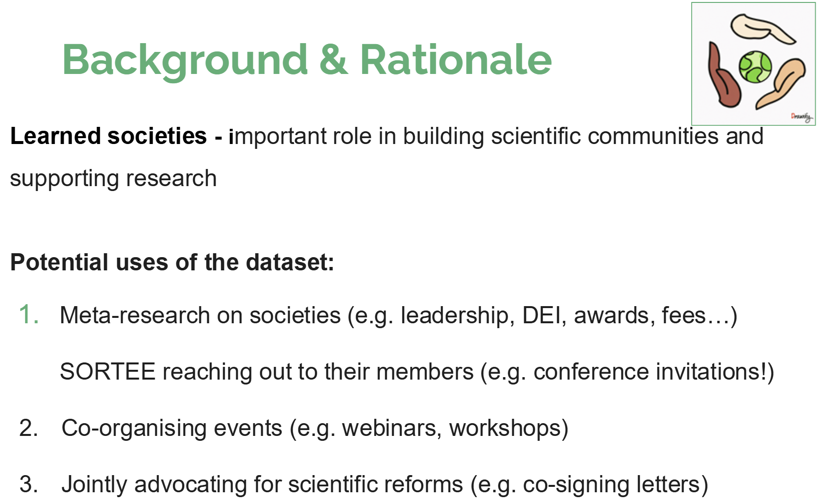Uses of the dataset on learned societies